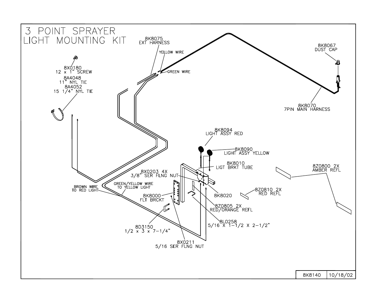 3pt light mounting kit, Point sprayer light mounting kit | Summers 3Pt Supersprayer User Manual | Page 103 / 124