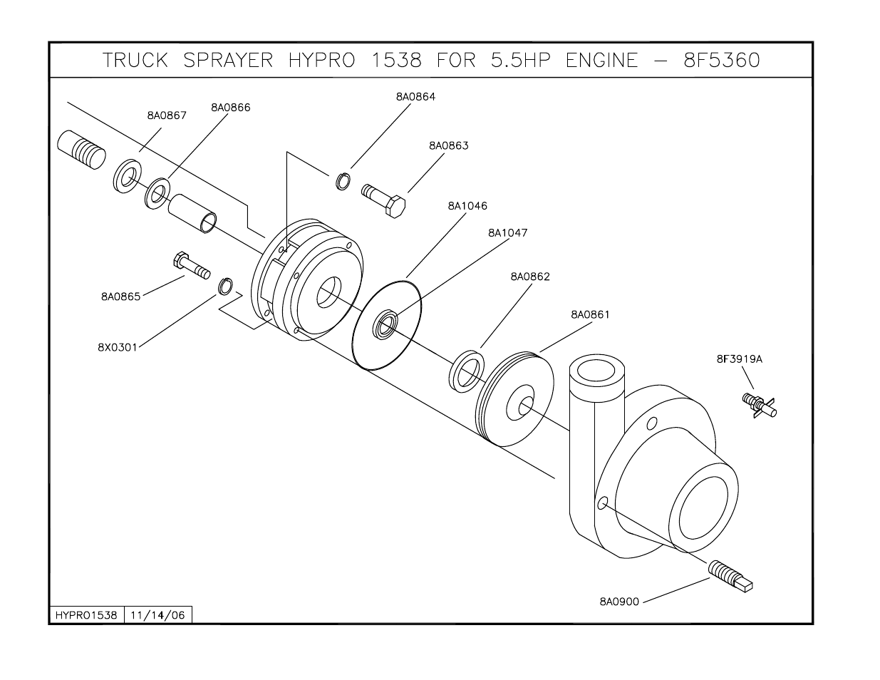 Truck hypro 1538 for 5.5hp engine, 1538 hypro pump 1.5 x 1.25 - truck sprayer | Summers 3Pt Supersprayer User Manual | Page 108 / 124