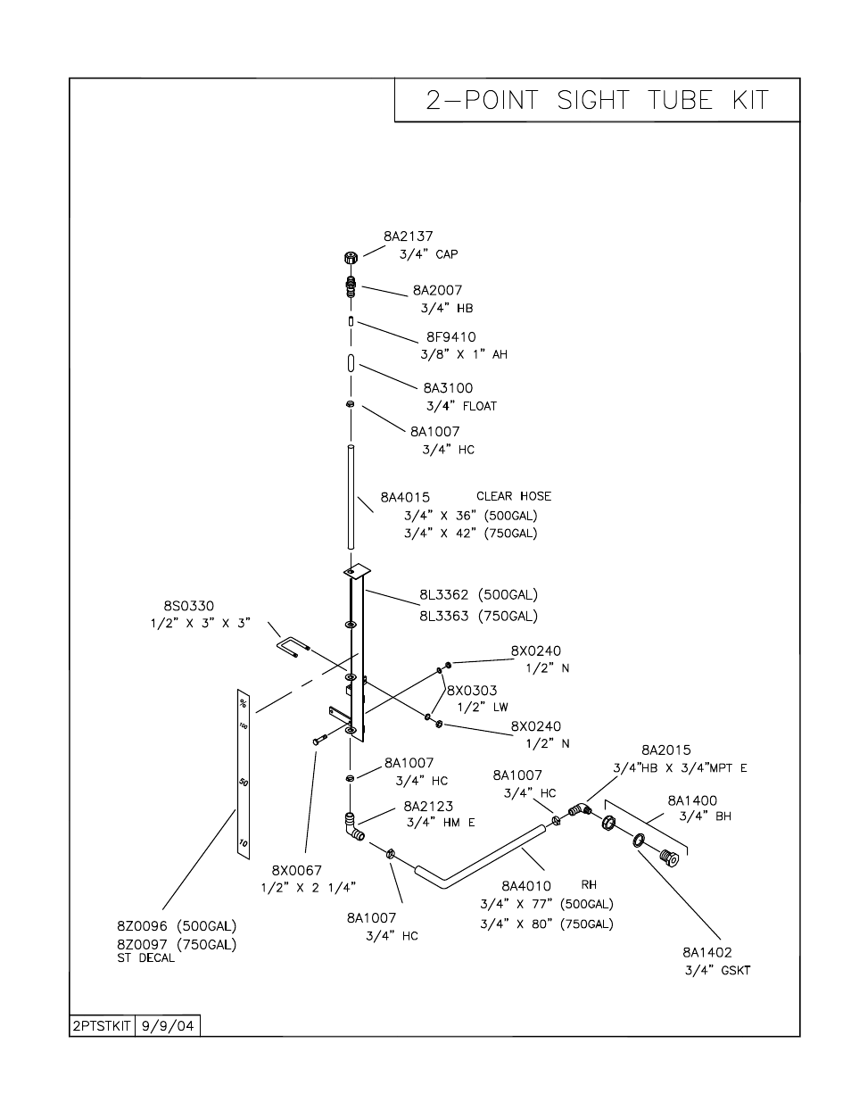 2pt sight tube kit, Point sight tube kit | Summers 3Pt Supersprayer User Manual | Page 53 / 124