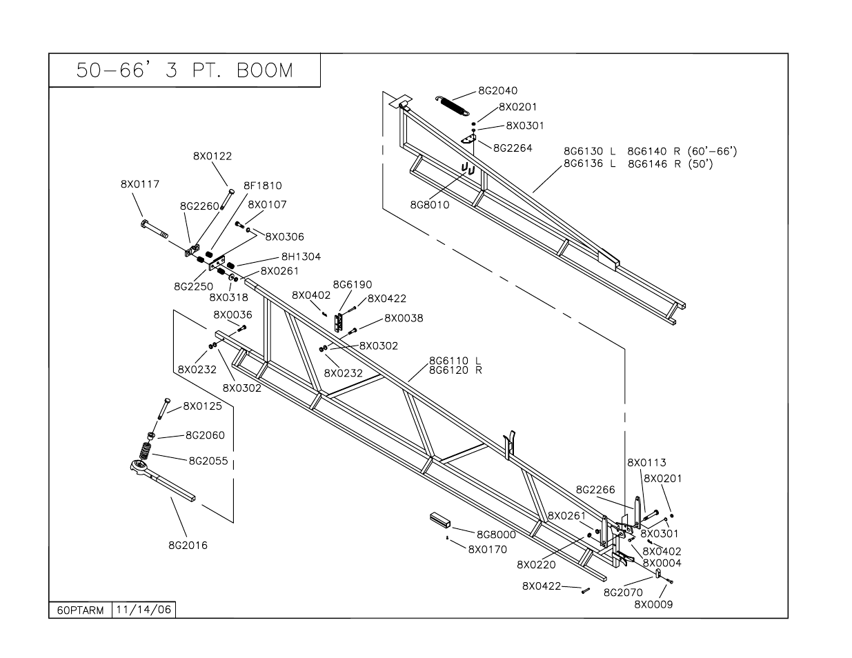 66' 3pt boom, Point 50-66’ boom assembly | Summers 3Pt Supersprayer User Manual | Page 57 / 124