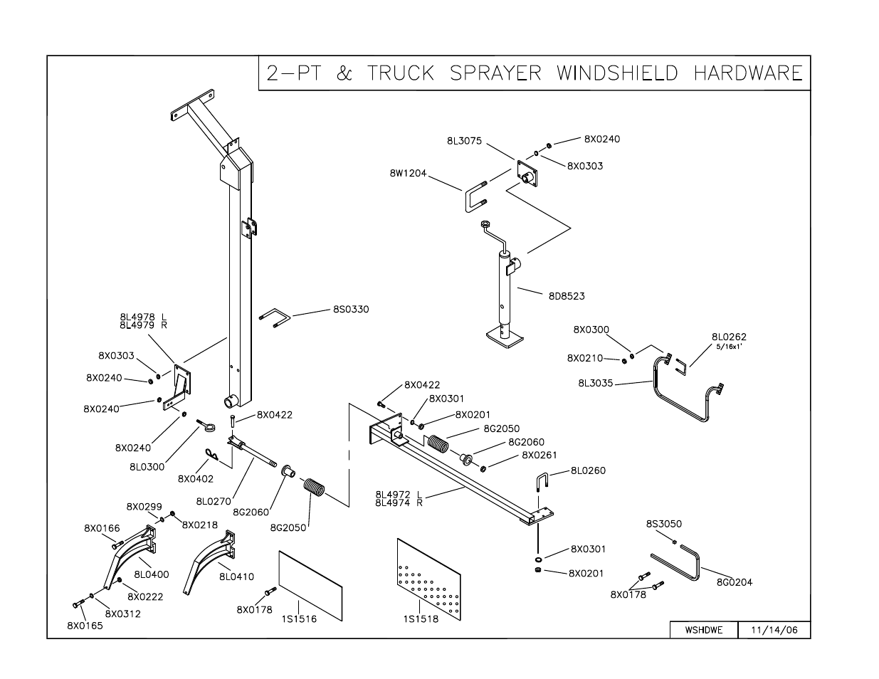 2pt & truck windshield hardware, Windshield hardware - 2-point and truck sprayer | Summers 3Pt Supersprayer User Manual | Page 63 / 124