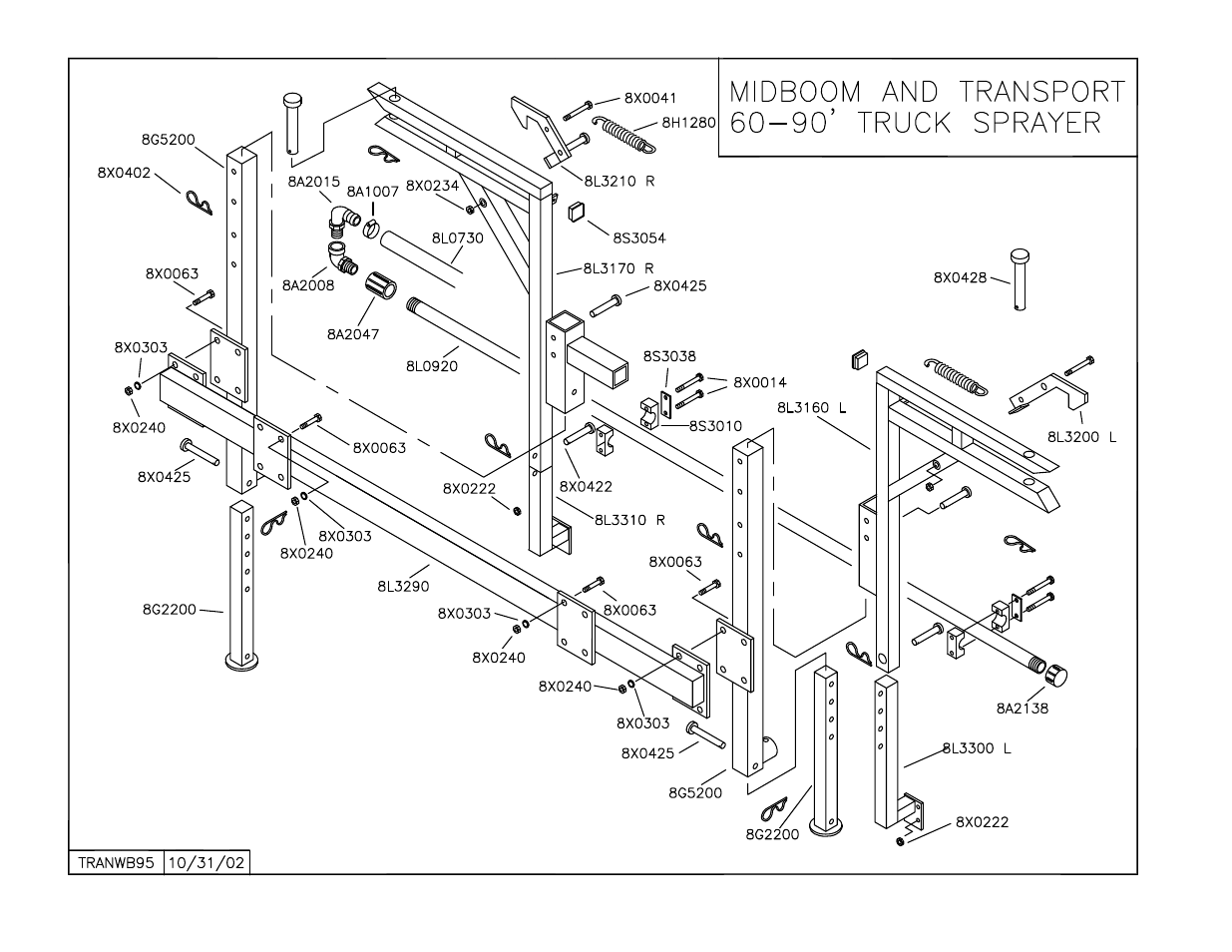 Midboom & transport 60-90' truck sprayer, Mid-boom and transport lock 60-90’ truck sprayer | Summers 3Pt Supersprayer User Manual | Page 64 / 124