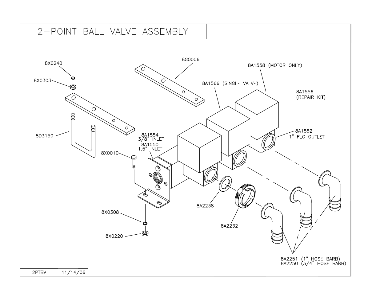 2pt ball valve assembly, Point ball valve assembly | Summers 3Pt Supersprayer User Manual | Page 71 / 124