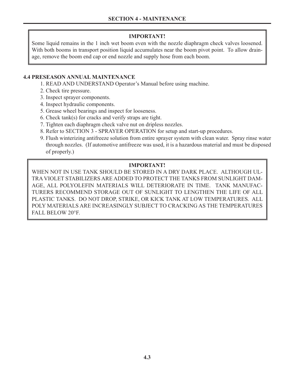 Preseason annual maintenance | Summers Truck Supersprayer User Manual | Page 35 / 80