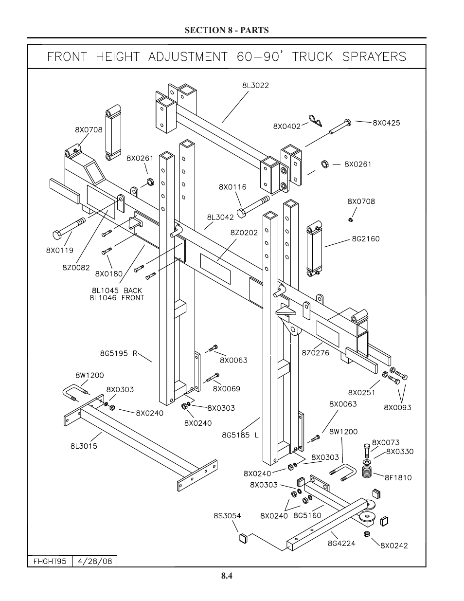 Front height adjustment, Front height adjustment 60-90’ truck sprayers | Summers Truck Supersprayer User Manual | Page 44 / 80