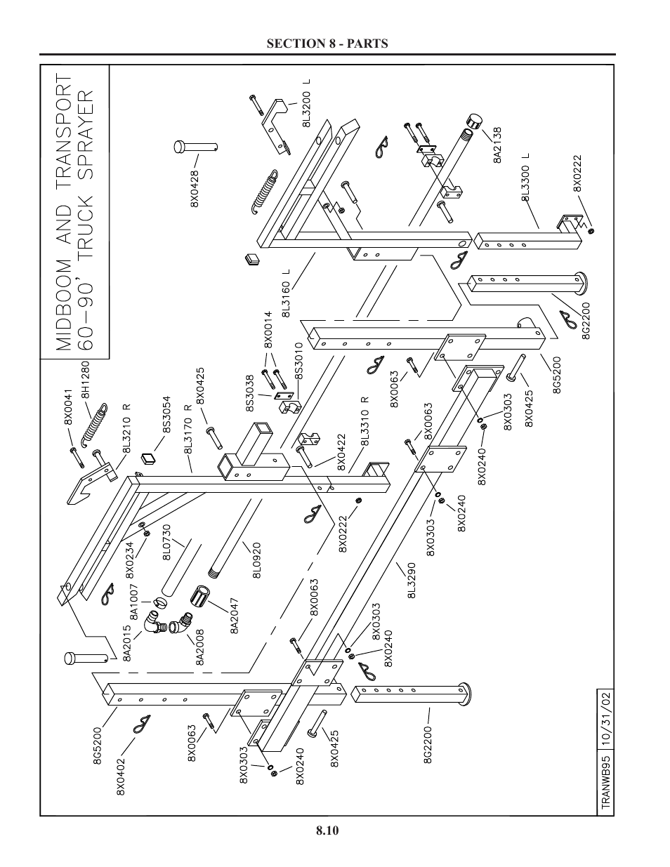 Midboom & transport assembly, Mid-boom and transport lock 60-90’ truck sprayer | Summers Truck Supersprayer User Manual | Page 50 / 80