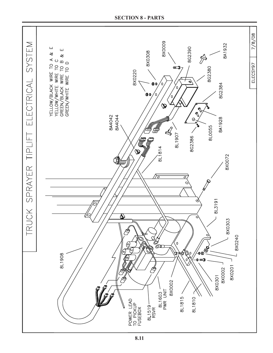 Tiplift electrical system, Truck sprayer tiplift electrical system | Summers Truck Supersprayer User Manual | Page 51 / 80