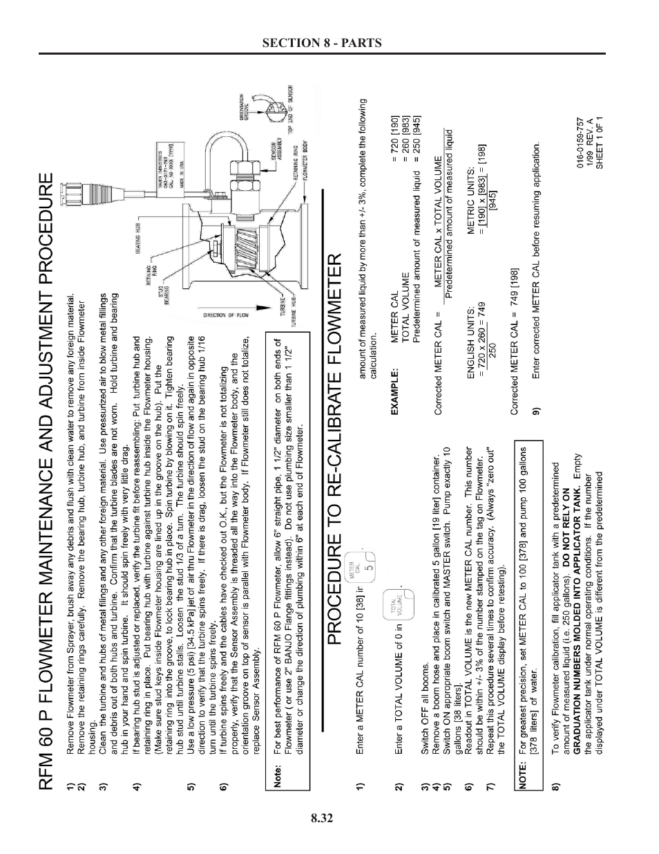 Flow meter maintenance & adjustment, Rfm 60 p flowmeter maintenance and adjustment | Summers Truck Supersprayer User Manual | Page 72 / 80