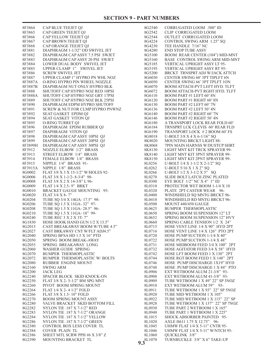 8f3864 - 8l1070 | Summers Truck Supersprayer User Manual | Page 75 / 80