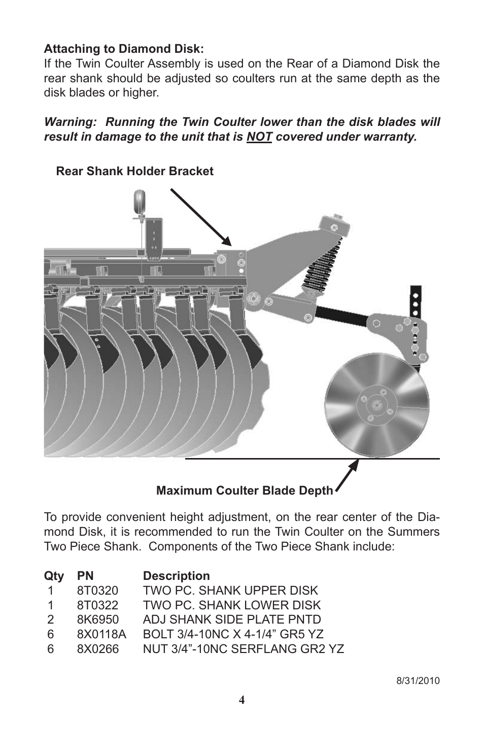 Summers Twin Coulter User Manual | Page 4 / 4