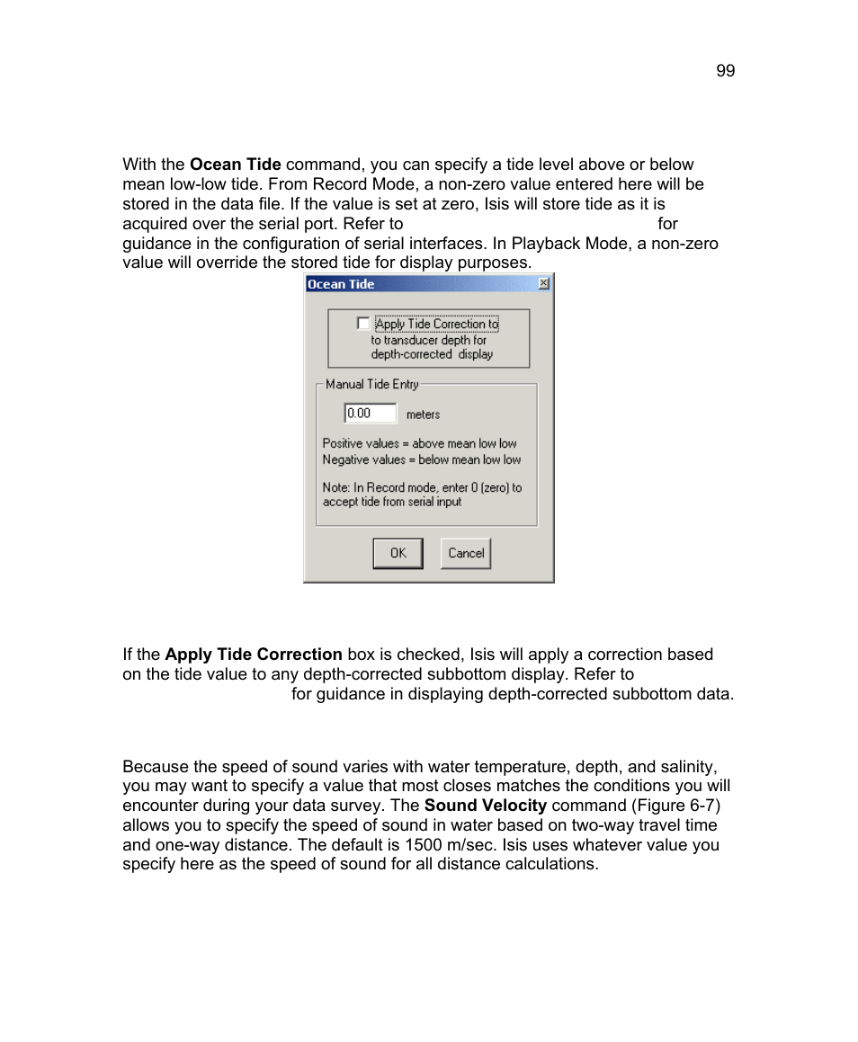 5 ocean tide (record/playback), 6 sound velocity (record/playback) | Triton Isis User Manual | Page 113 / 310