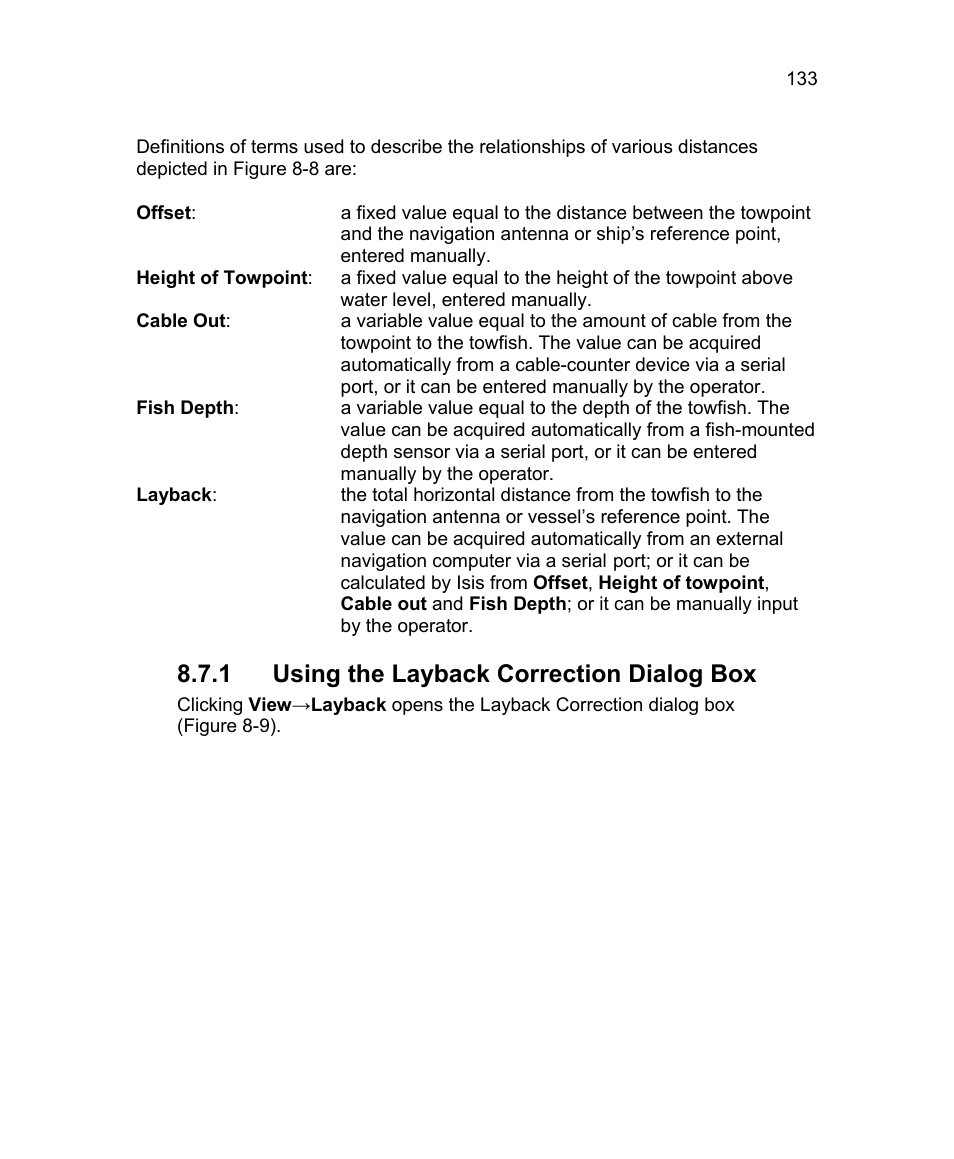 1 using the layback correction dialog box | Triton Isis User Manual | Page 147 / 310