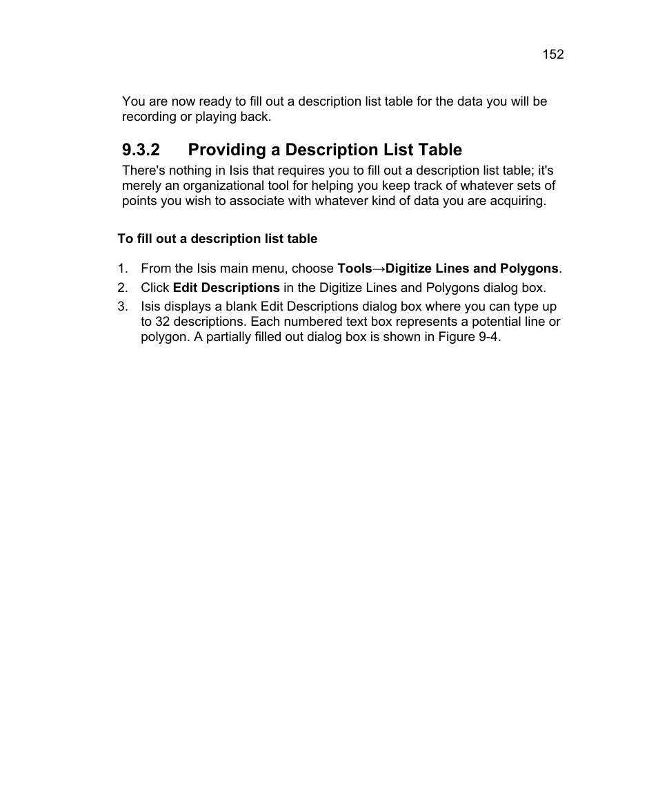 2 providing a description list table | Triton Isis User Manual | Page 166 / 310