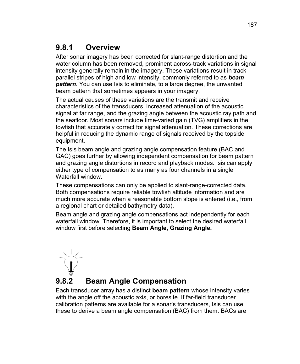 1 overview, 2 beam angle compensation | Triton Isis User Manual | Page 201 / 310