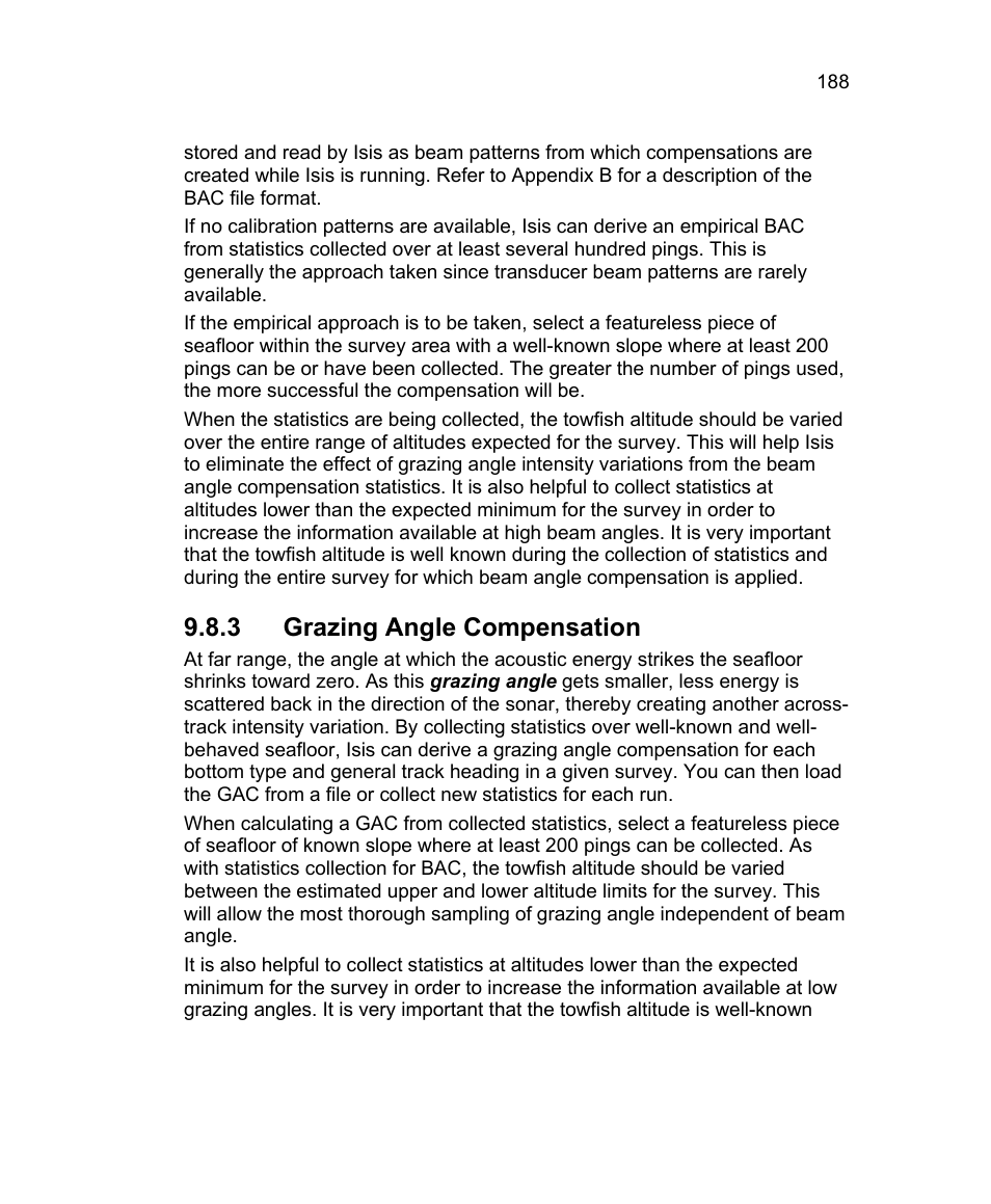 3 grazing angle compensation | Triton Isis User Manual | Page 202 / 310