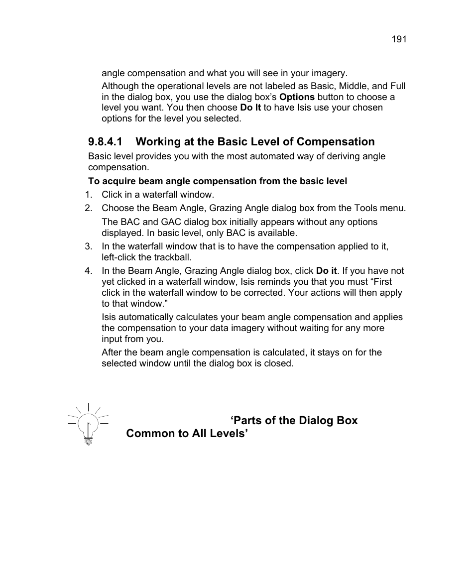 1 working at the basic level of compensation | Triton Isis User Manual | Page 205 / 310