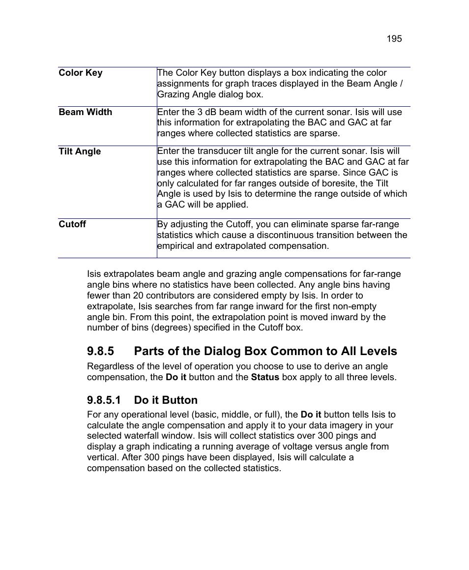 5 parts of the dialog box common to all levels, 1 do it button | Triton Isis User Manual | Page 209 / 310