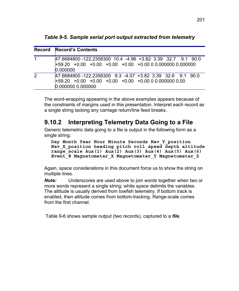 2 interpreting telemetry data going to a file | Triton Isis User Manual | Page 215 / 310