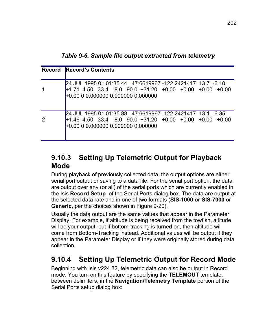 3 setting up telemetric output for playback mode, 4 setting up telemetric output for record mode | Triton Isis User Manual | Page 216 / 310