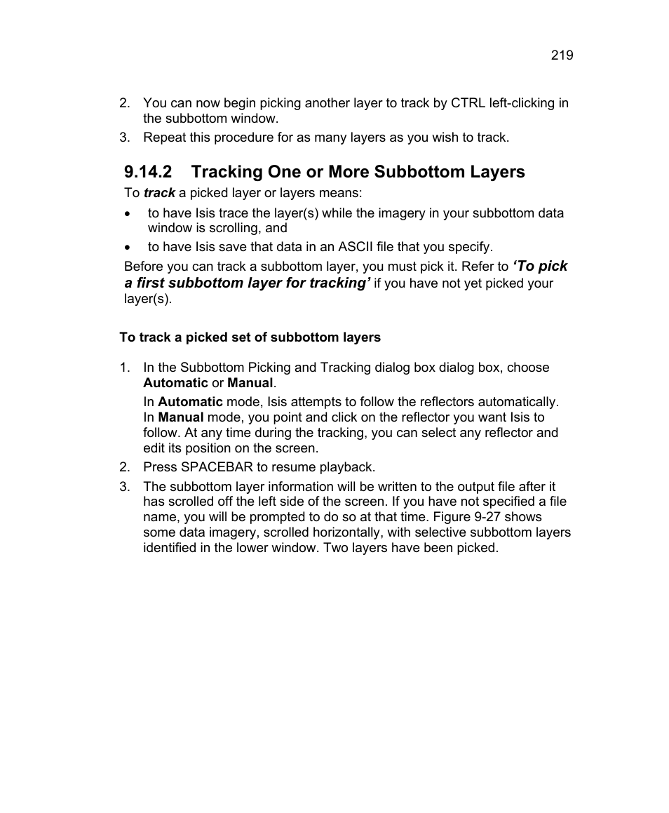 2 tracking one or more subbottom layers | Triton Isis User Manual | Page 233 / 310