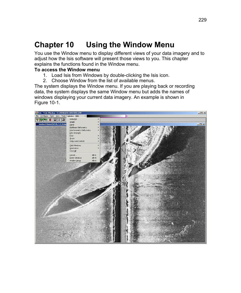 Chapter 10 using the window menu | Triton Isis User Manual | Page 243 / 310