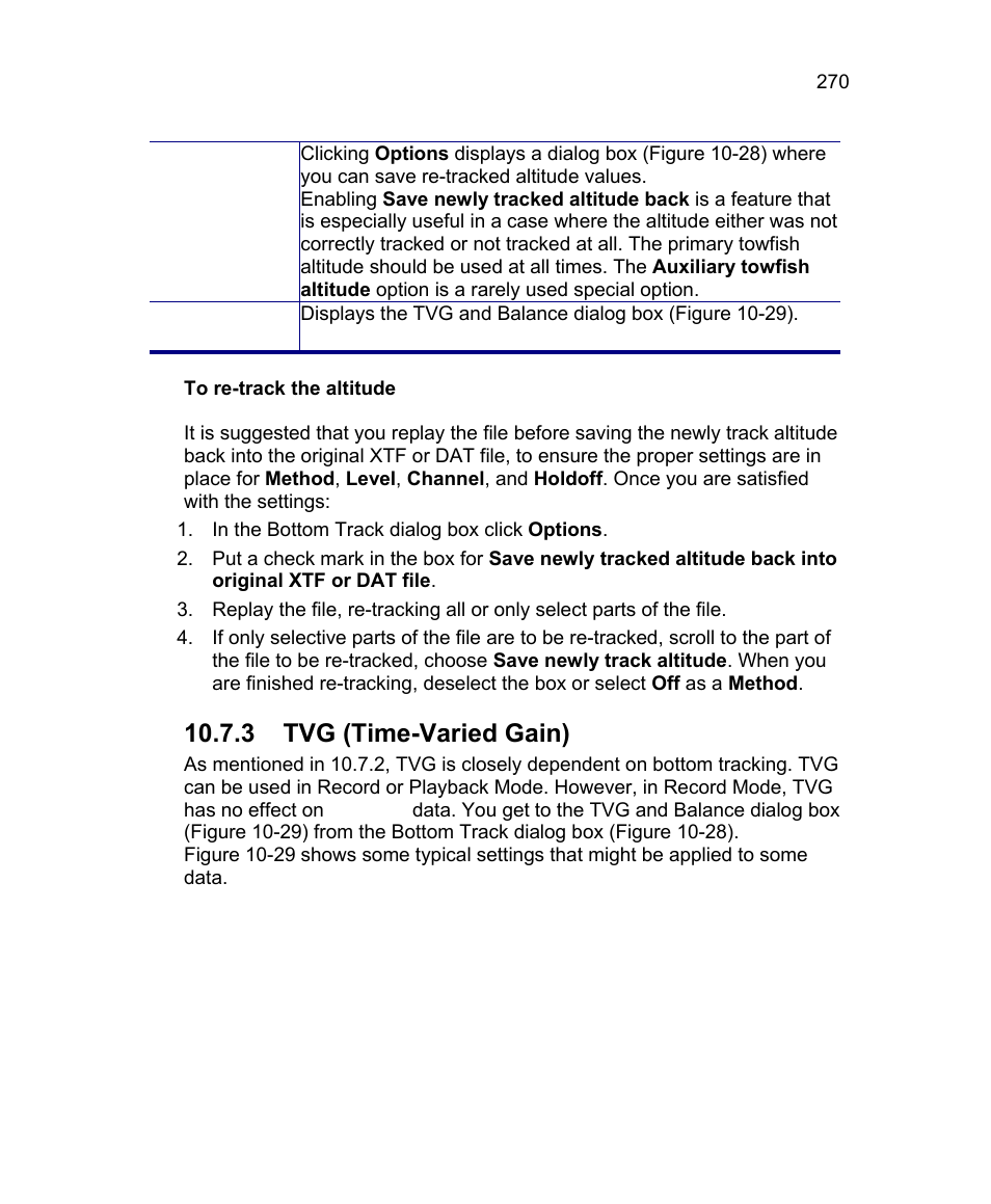 3 tvg (time-varied gain) | Triton Isis User Manual | Page 284 / 310