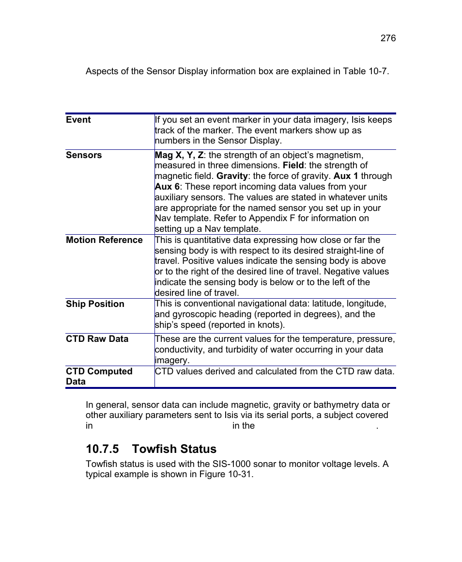 6 banner, 5 towfish status | Triton Isis User Manual | Page 290 / 310