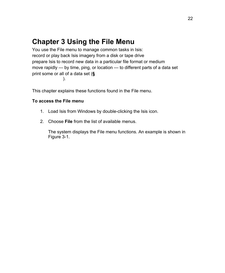 Chapter 3 using the file menu | Triton Isis User Manual | Page 36 / 310