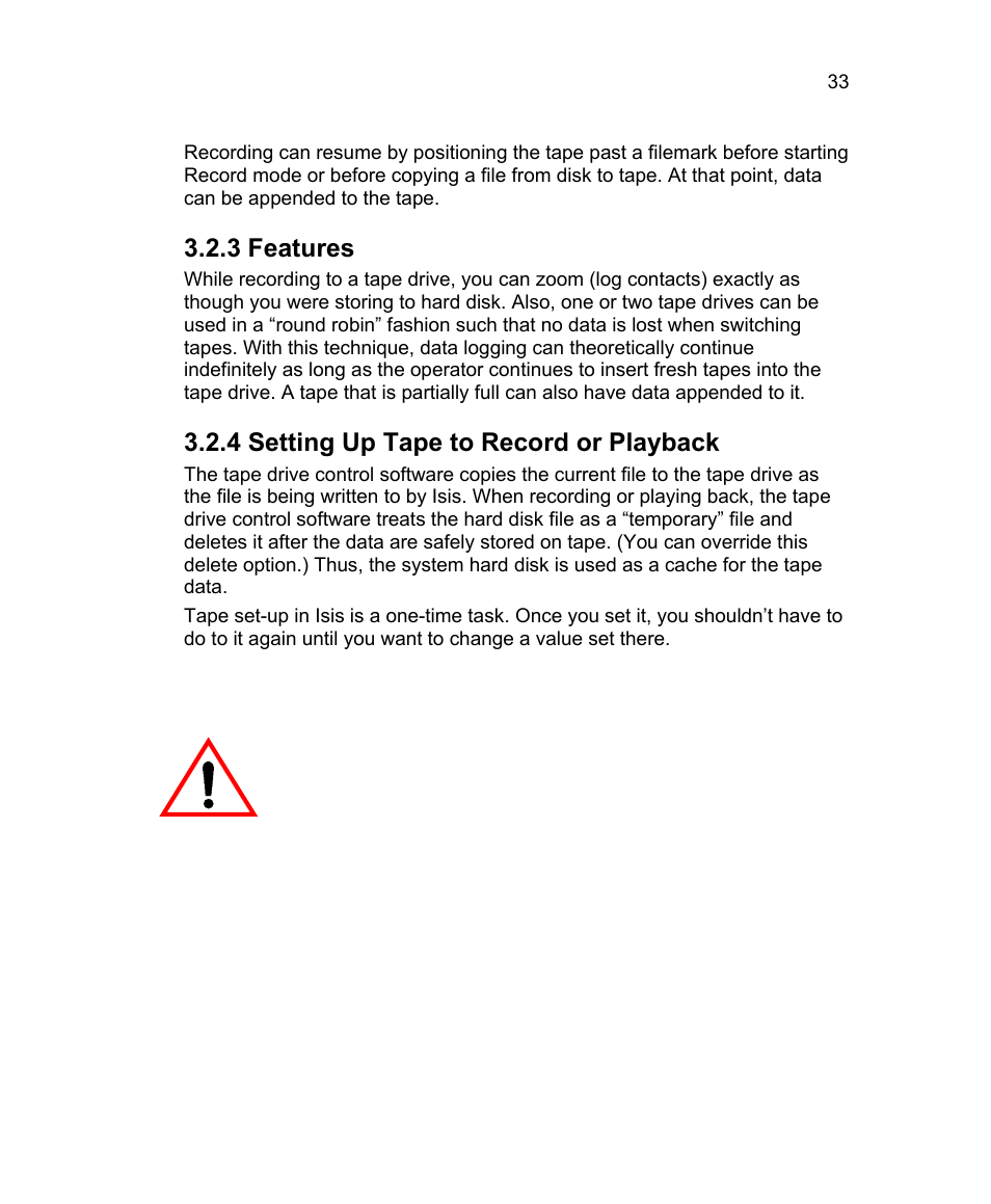 3 features, 4 setting up tape to record or playback | Triton Isis User Manual | Page 47 / 310