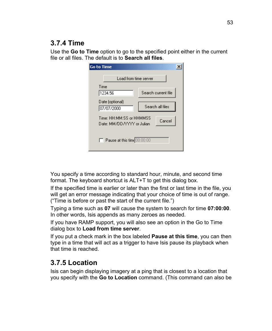 4 time, 5 location | Triton Isis User Manual | Page 67 / 310