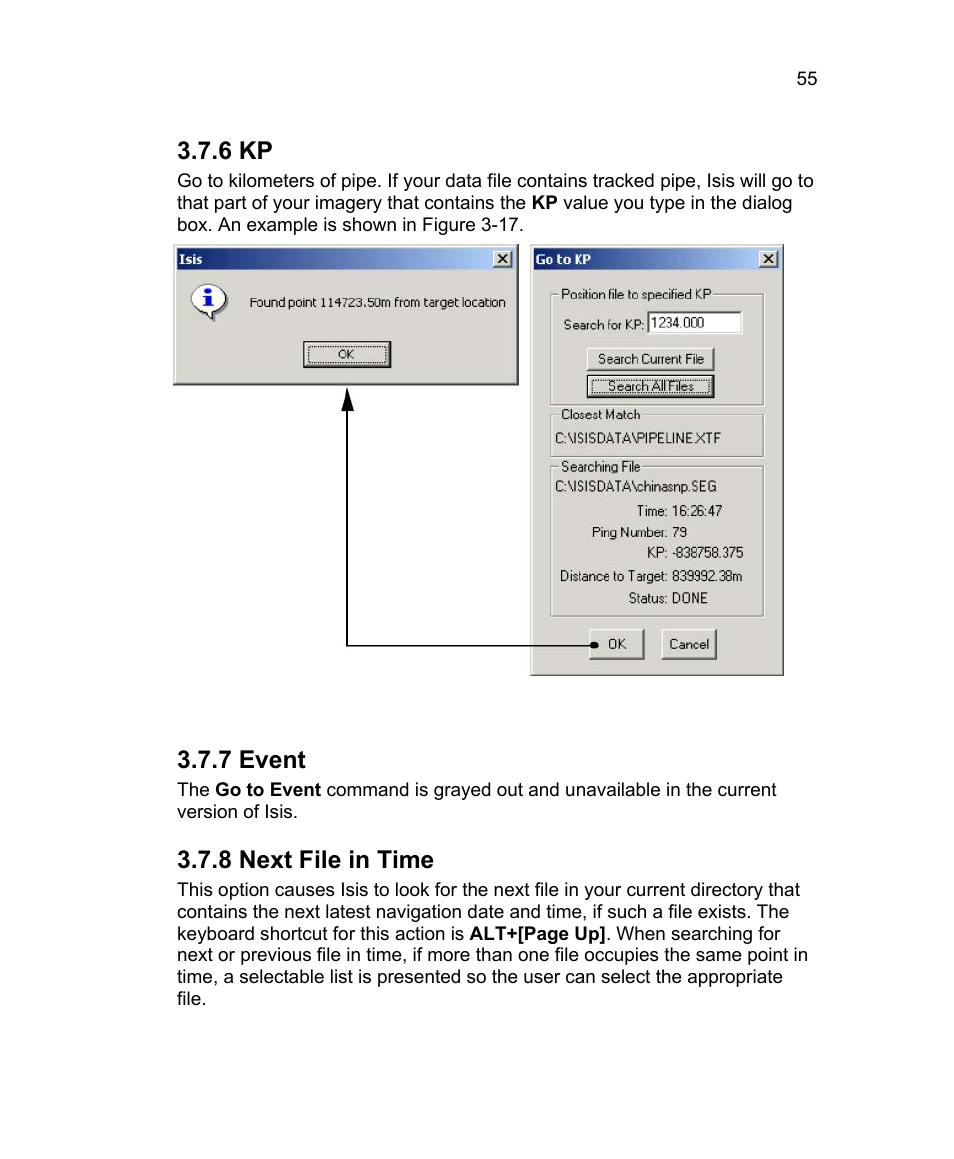 6 kp, 7 event, 8 next file in time | Triton Isis User Manual | Page 69 / 310