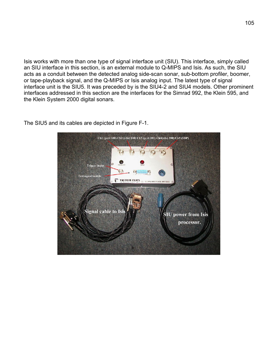 Appendix f working with signal interfaces, F.1 signal interface unit 5 (siu5) | Triton Isis User Manual | Page 115 / 168