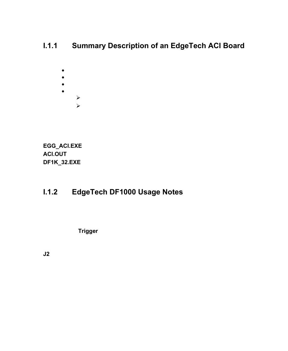 I.1.1 summary description of an edgetech aci board, I.1.2 edgetech df1000 usage notes | Triton Isis User Manual | Page 140 / 168