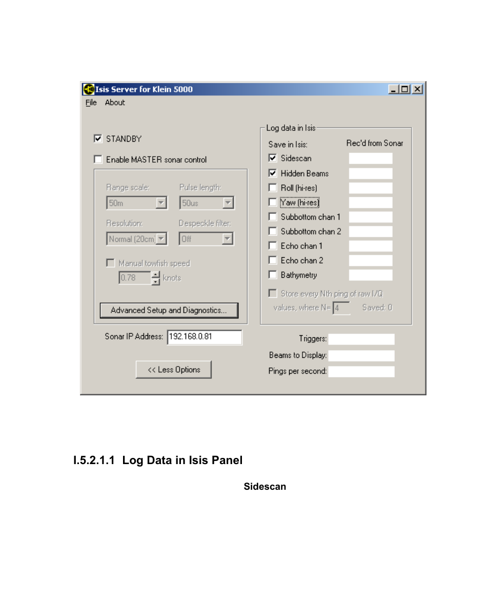 I.5.2.1.1 log data in isis panel | Triton Isis User Manual | Page 152 / 168