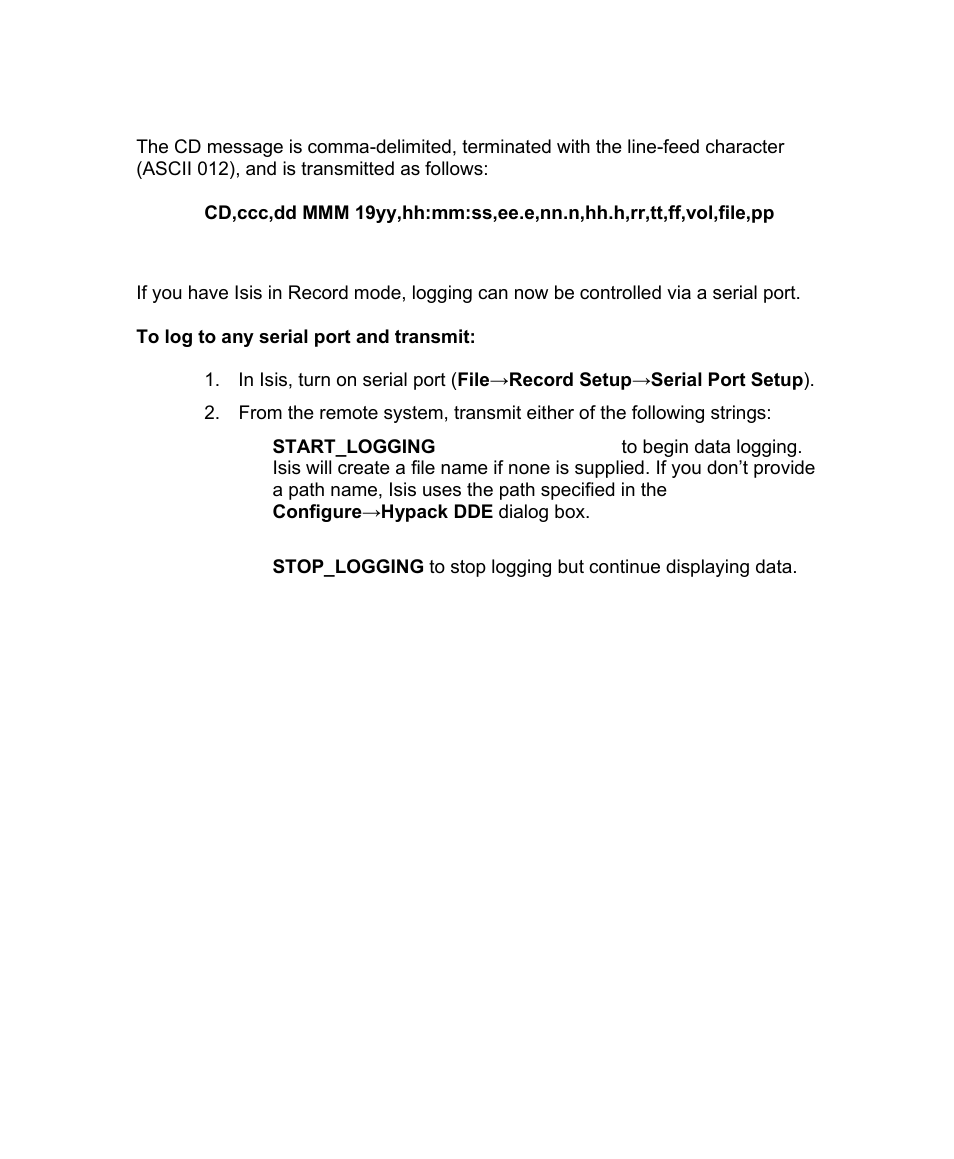 D.7 logging and transmitting to a serial port | Triton Isis User Manual | Page 70 / 168