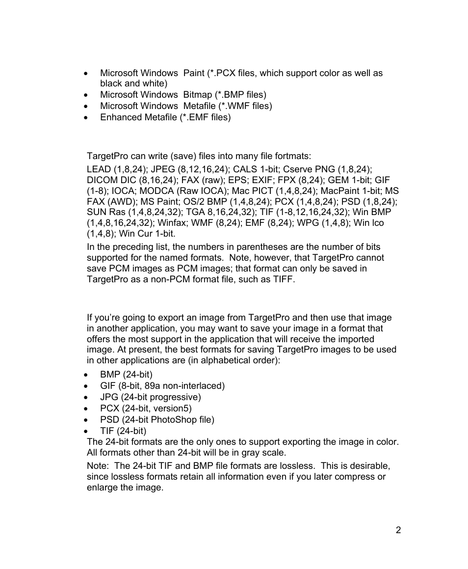 3 what file types can targetpro write, 4 what formats are best for exporting | Triton TargetPro User Manual | Page 11 / 83