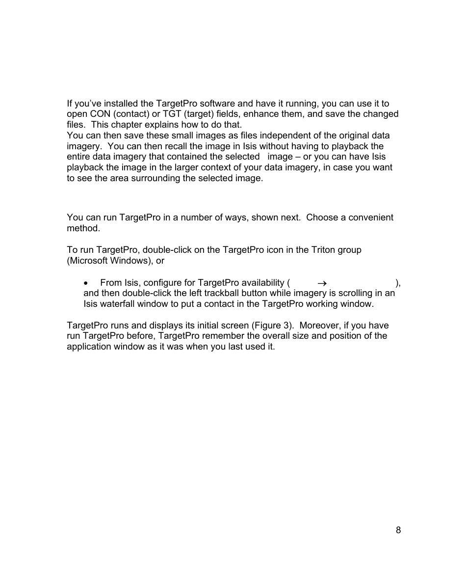 Chapter 2: using targetpro, 1 running targetpro | Triton TargetPro User Manual | Page 17 / 83