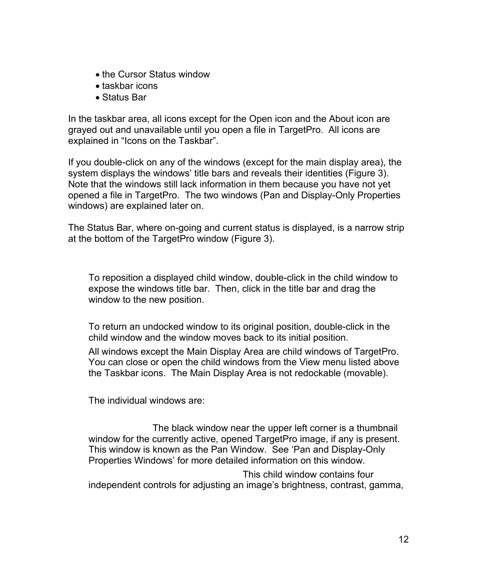 1 repositioning displayed child windows | Triton TargetPro User Manual | Page 21 / 83