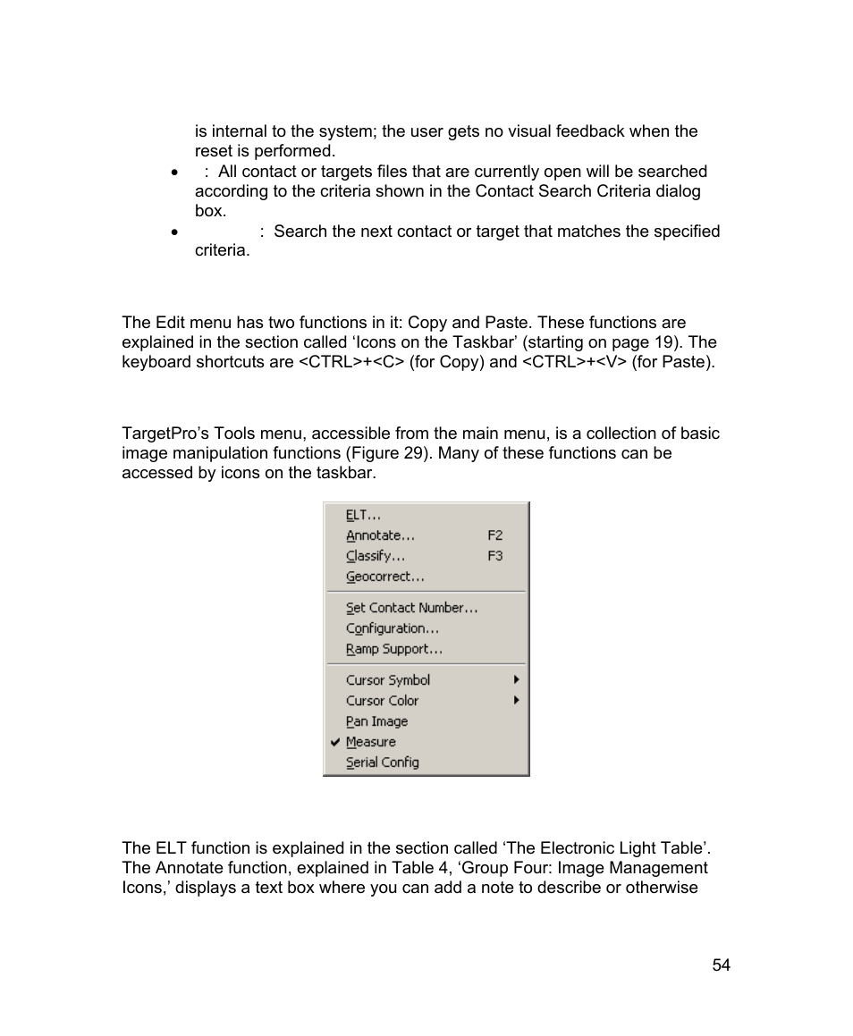 2 the edit menu, 3 the tools menu | Triton TargetPro User Manual | Page 65 / 83