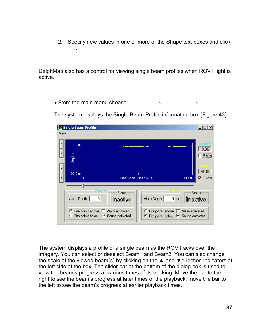 Viewing a single beam profile for rov activity | Triton TritonMap User Manual | Page 101 / 141