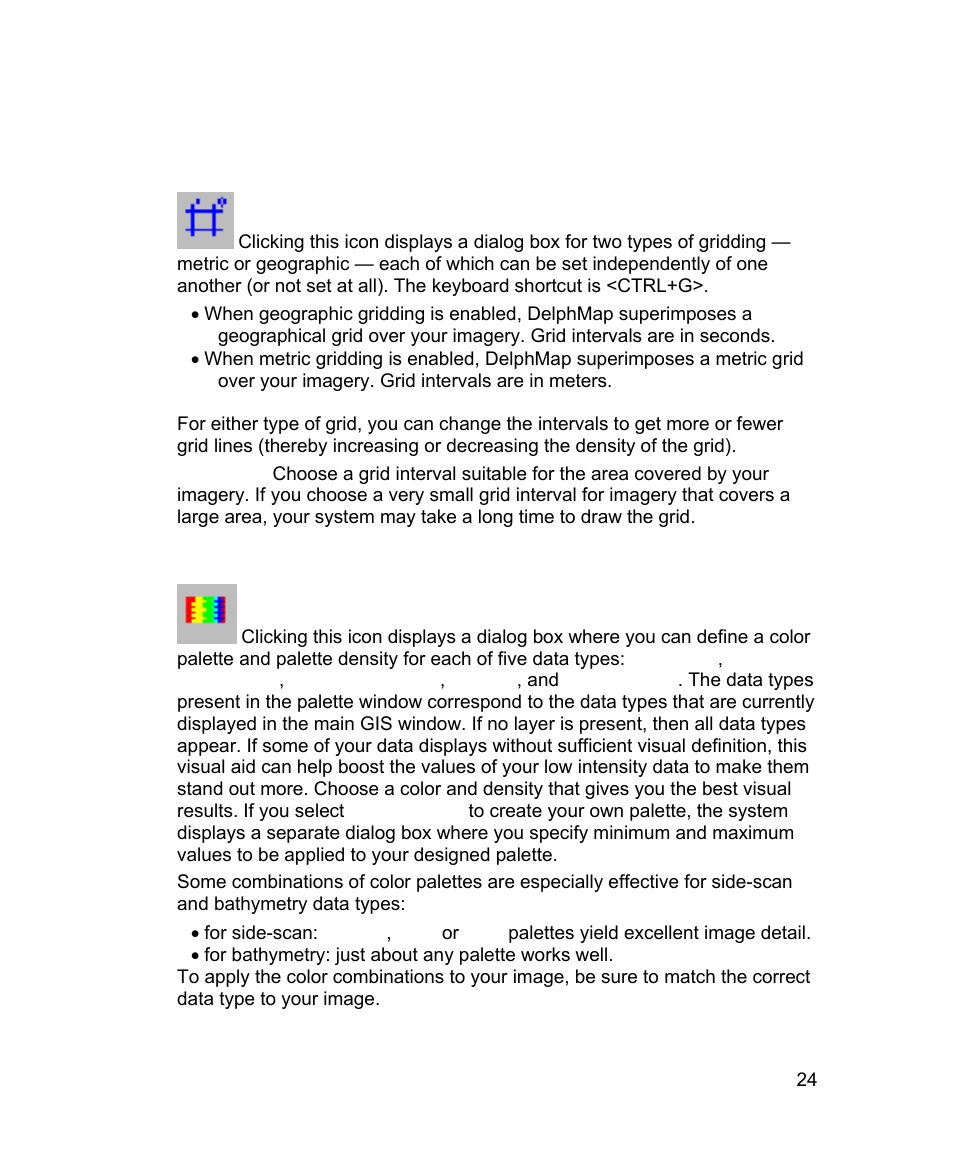 Metric and geographic grids, Change the color palette settings | Triton TritonMap User Manual | Page 38 / 141