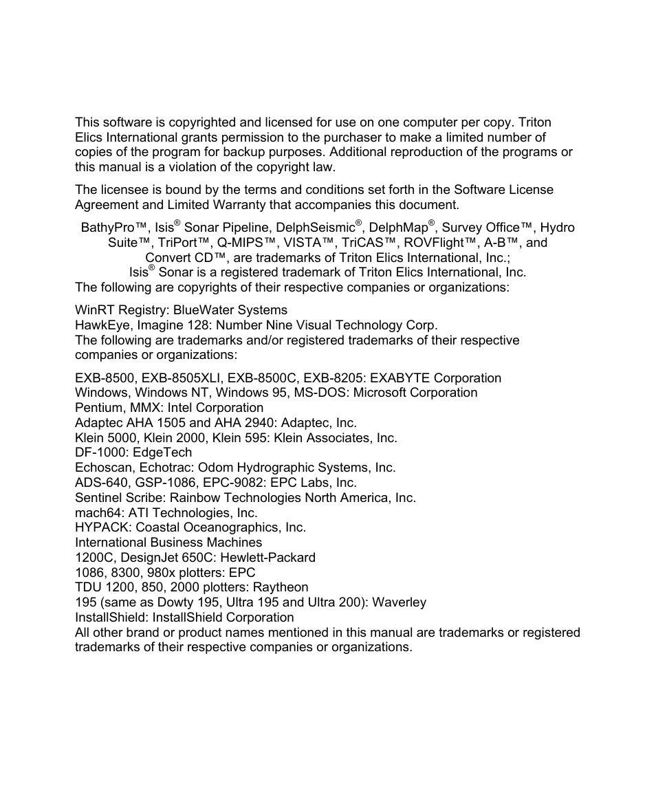 Copyright notice | Triton BathyPro User Manual | Page 2 / 112