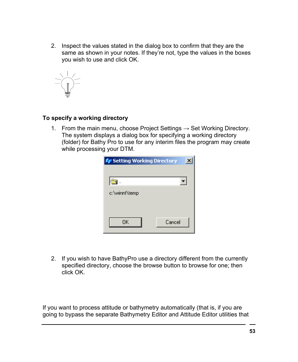 Giving bathypro processing parameters, Iving, Athy | Rocessing, Arameters | Triton BathyPro User Manual | Page 53 / 112