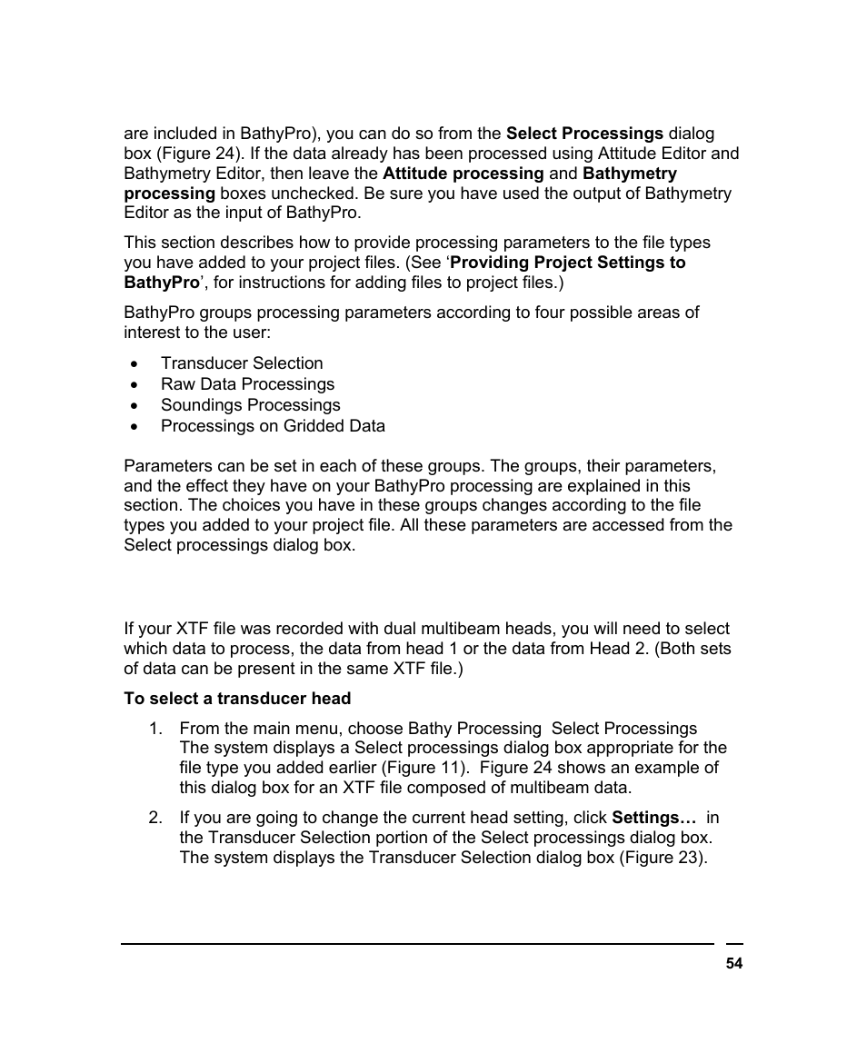 Selecting a transducer head, Electing a, Ransducer | Triton BathyPro User Manual | Page 54 / 112