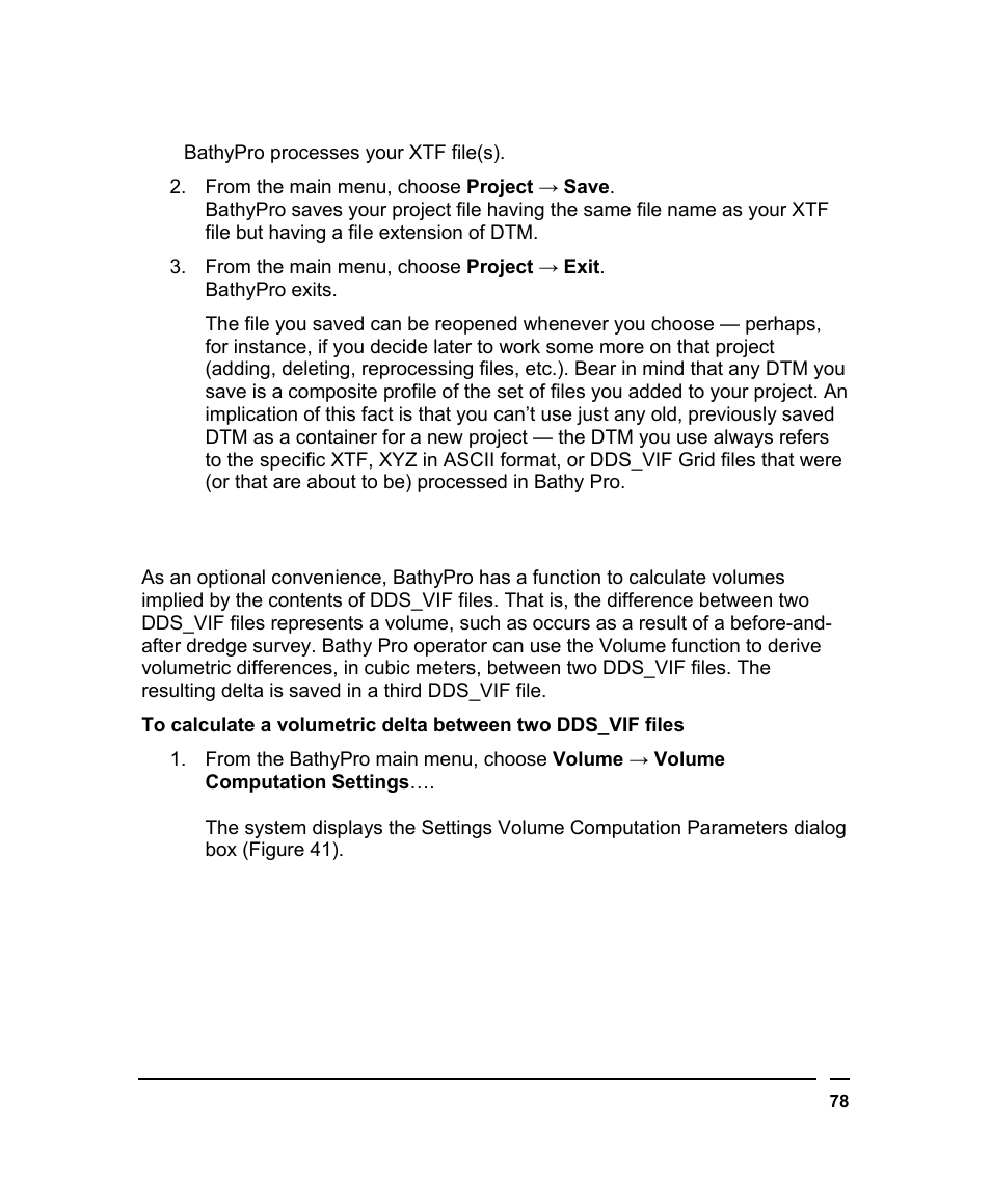 Volume computations, Olume, Omputations | Triton BathyPro User Manual | Page 78 / 112