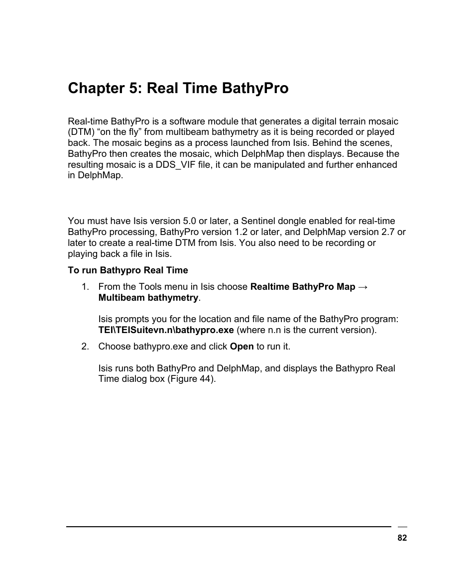Chapter 5: real time bathypro, Creating a real-time digital terrain mosaic, Reating a | Igital, Errain, Osaic | Triton BathyPro User Manual | Page 82 / 112