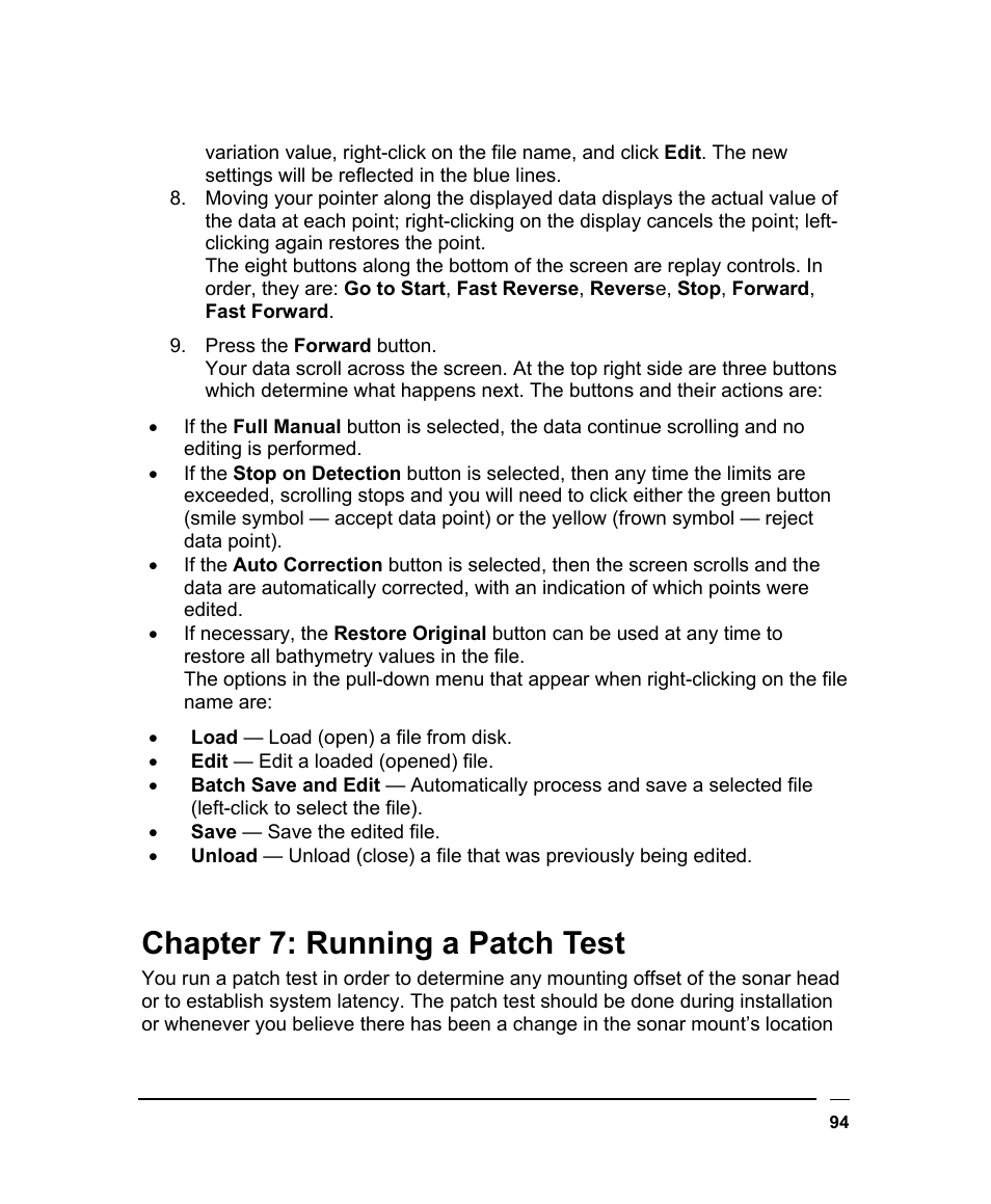 Chapter 7: running a patch test | Triton BathyPro User Manual | Page 94 / 112