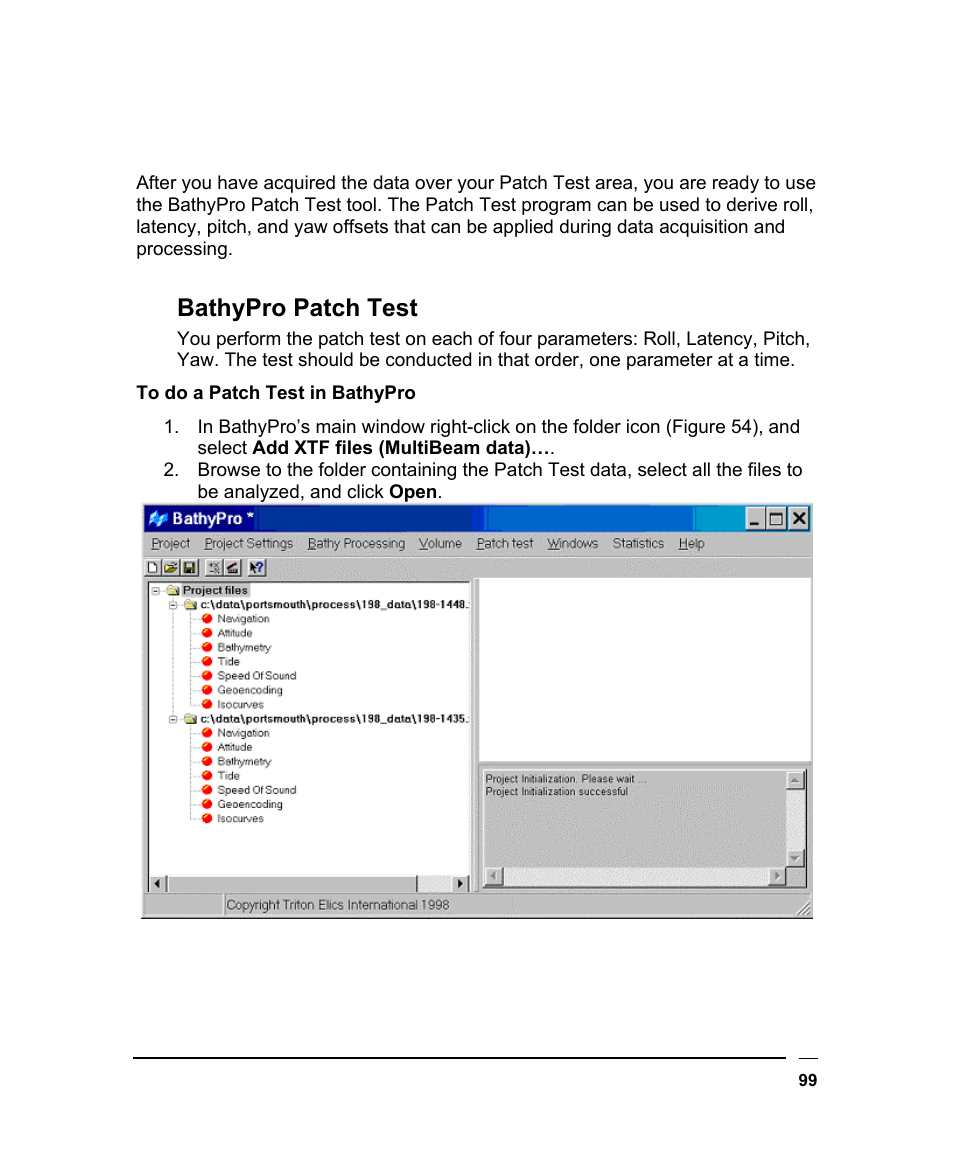 Implementing your test approach, Bathypro patch test, Mplementing | Pproach | Triton BathyPro User Manual | Page 99 / 112