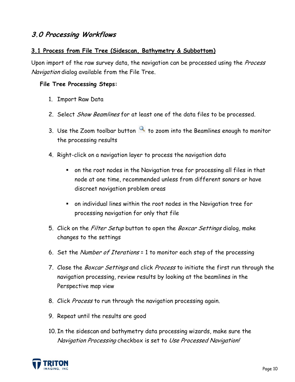 0 processing workflows | Triton Navigation User Manual | Page 13 / 21