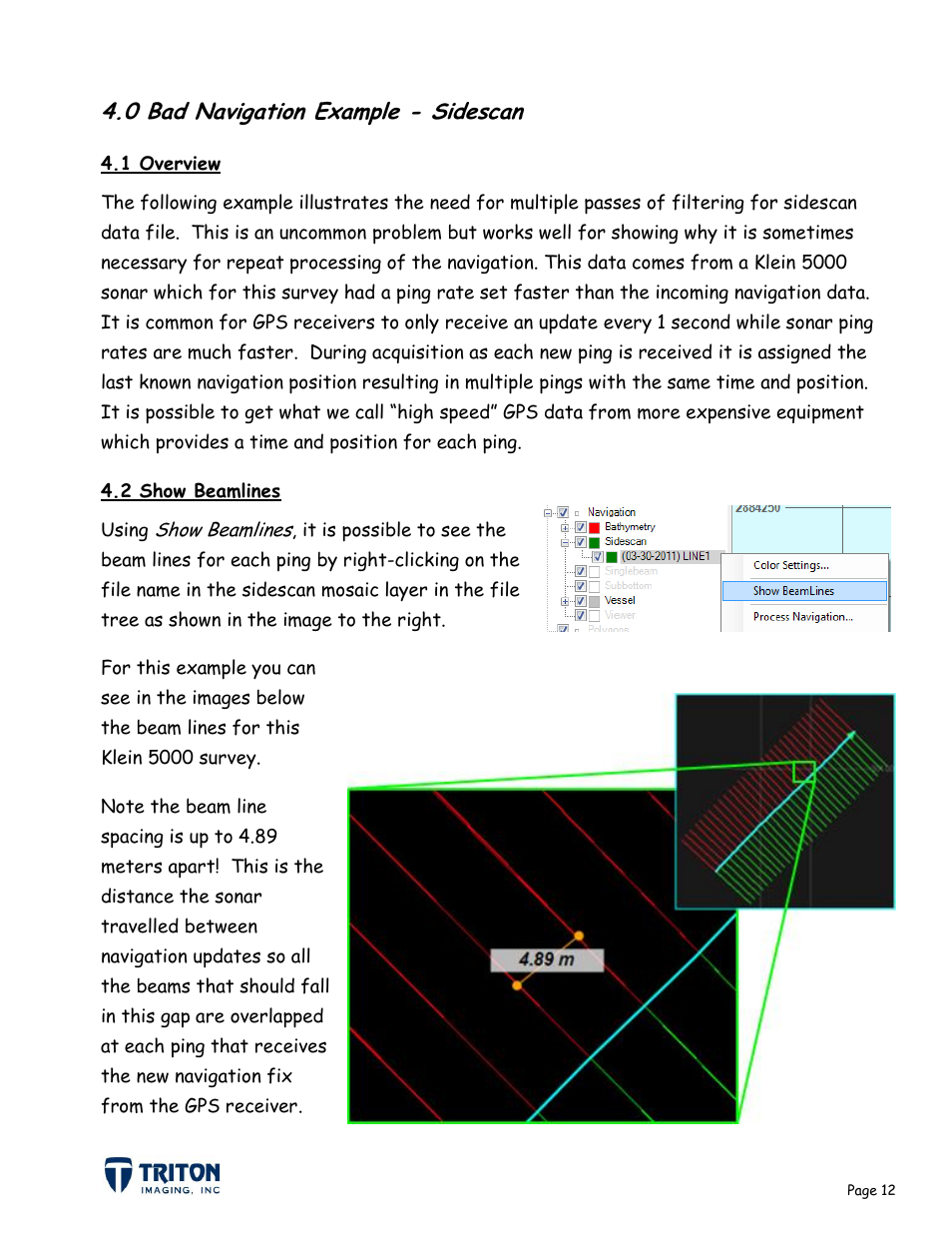 0 bad navigation example - sidescan, 1 overview, 2 show beamlines | Triton Navigation User Manual | Page 15 / 21